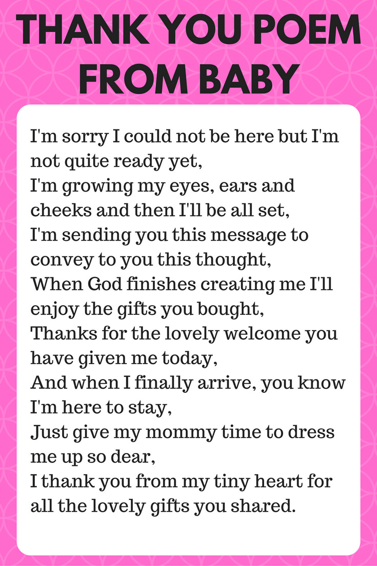 Baby Shower Gift Poems
 Thank You Poem From Baby Cutest Baby Shower Ideas