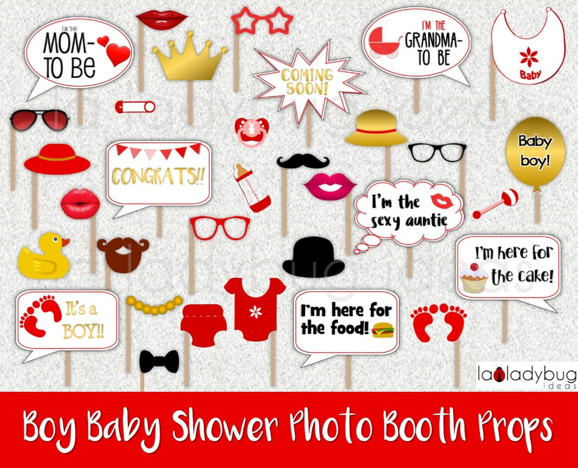 Baby Shower Photo Booth Props DIY
 Boy baby shower photo booth props Gold red Printable DIY