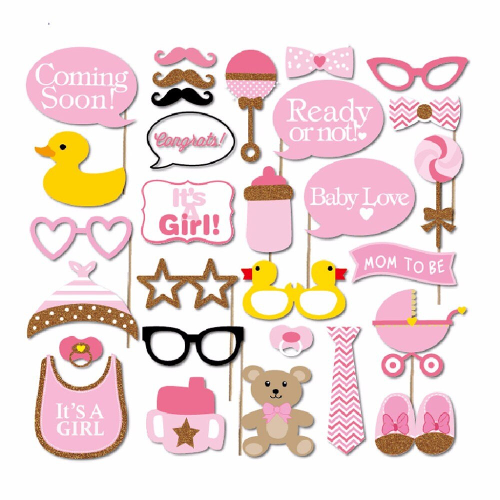 Baby Shower Photo Booth Props DIY
 30pcs set Baby Shower Booth Props Boy Girl Baby 1st
