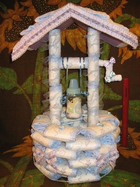 Baby Shower Wishing Well Gift Ideas
 How 2 make a Diaper WISHING WELL instructions GR8 for
