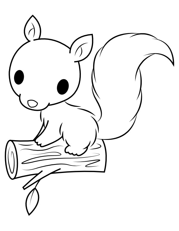 Baby Squirrel Coloring Pages
 Printable Baby Squirrel Log Coloring Page