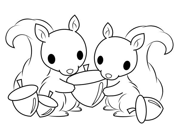 Baby Squirrel Coloring Pages
 Printable Baby Squirrels Holding An Acorn Coloring Page