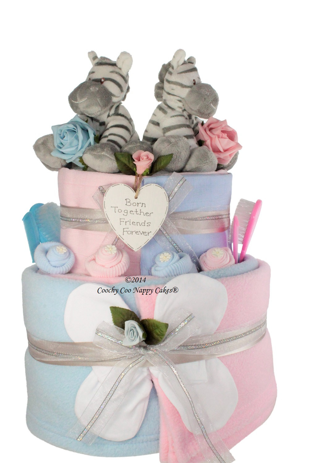 Baby Twin Gift Ideas
 Extra Two Tier Twin Baby Nappy Cake baby shower Gift