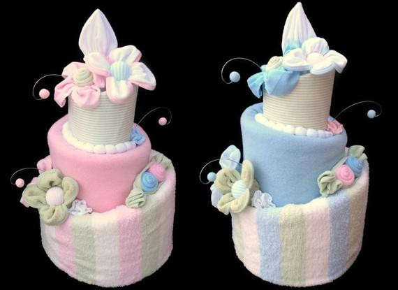 Baby Twin Gift Ideas
 Twin Baby Shower Diaper Cakes Boy and Girl Two by