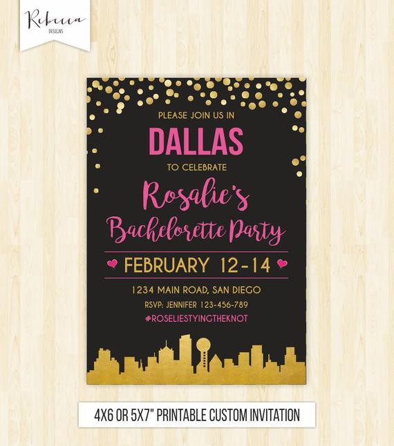 Bachelorette Party Ideas Dallas Tx
 Dallas bachelorette weekend invitation Dallas bridal