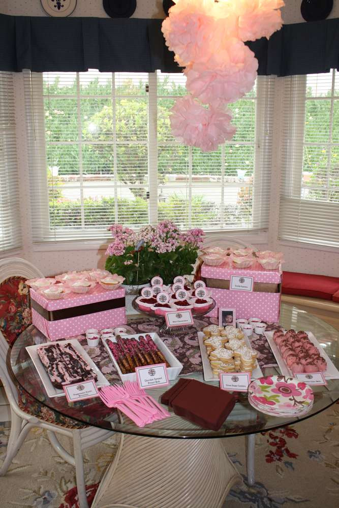 Backyard Baptism Party Ideas
 Pink & Brown Baptism Party Ideas 1 of 17