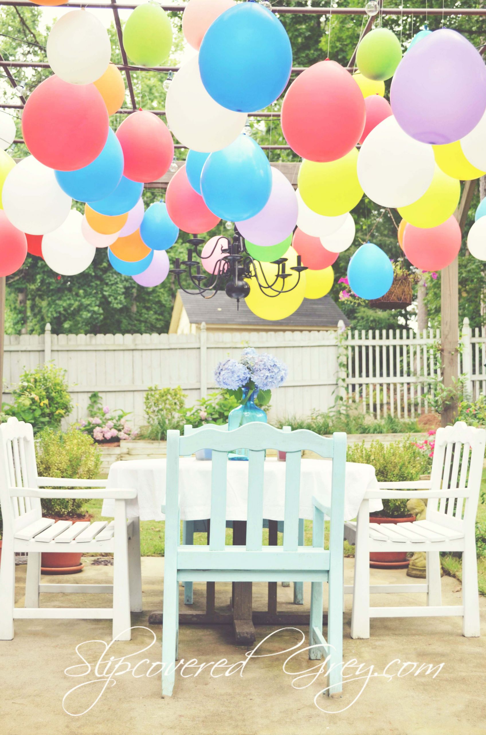 Backyard Birthday Party Decorating Ideas
 Outdoor Movie Birthday Celebration Slipcovered Grey