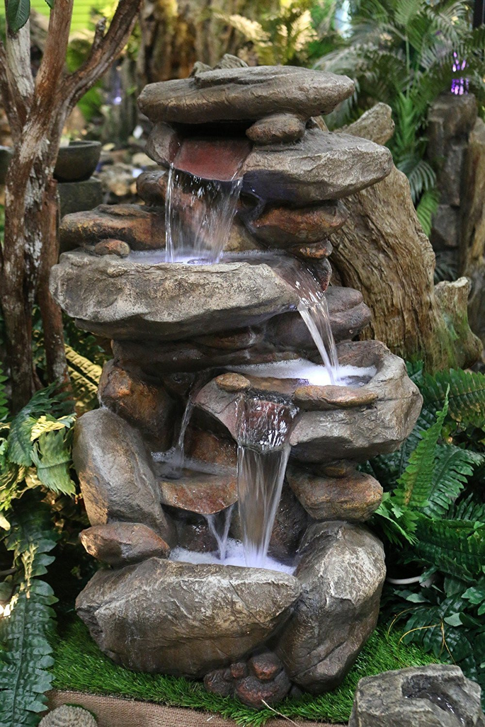 Backyard Fountain Ponds
 Floor Water Fountain Electric Pump Rock Garden Outdoor