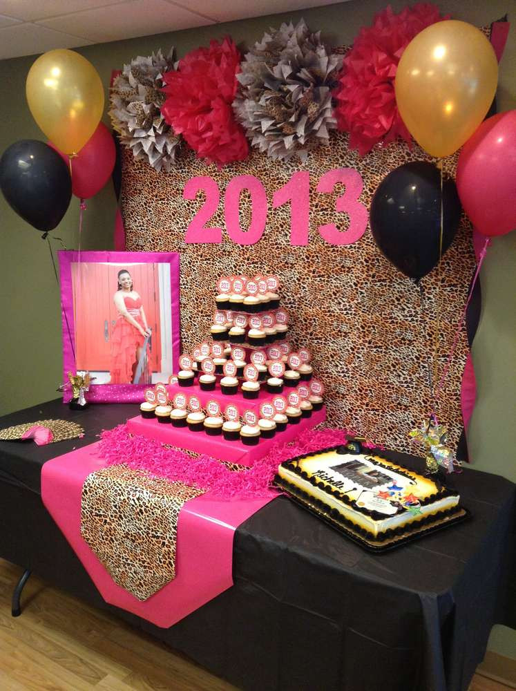 Backyard Graduation Party Ideas Pink And Black Gold
 Hot pink gold black and leopard print Graduation End of