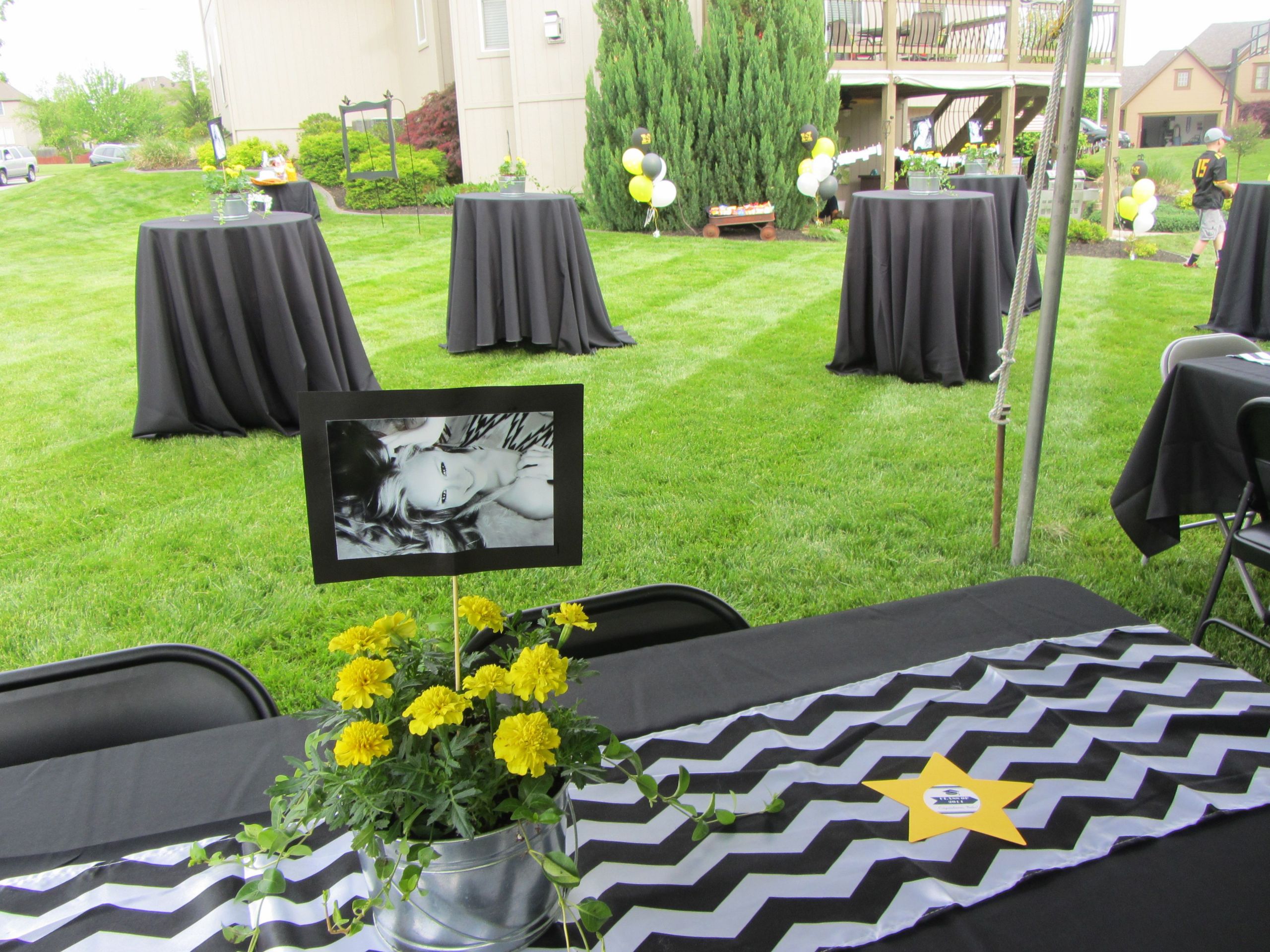Backyard Graduation Party Ideas Pink And Black Gold
 Outdoor Graduation Party Black White Yellow