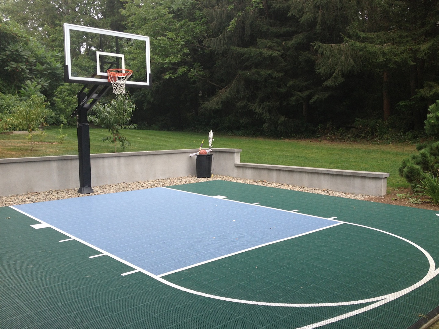 Backyard Half Court Basketball
 Backyard half court with a hill