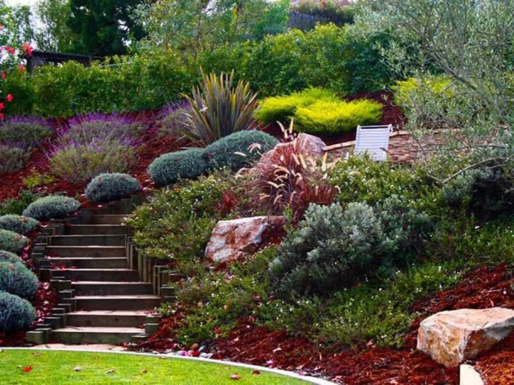 Backyard Hillside Landscaping
 Hillside Landscaping With Mulches And Steps Outdoor