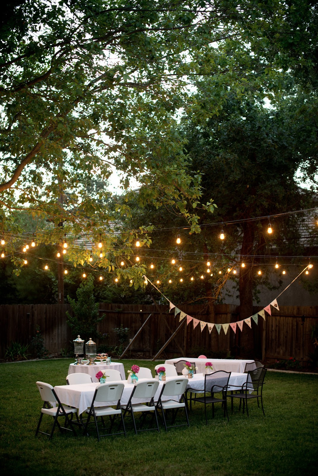 Backyard Party Lighting Ideas
 Domestic Fashionista Backyard Birthday Fun Pink