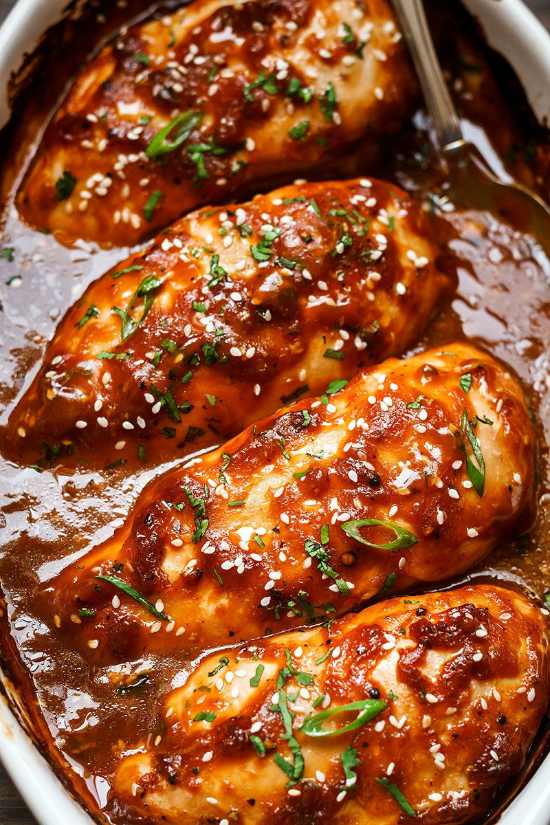 Baked Chicken In The Oven
 Baked Chicken Breasts with Sticky Honey Sriracha Sauce