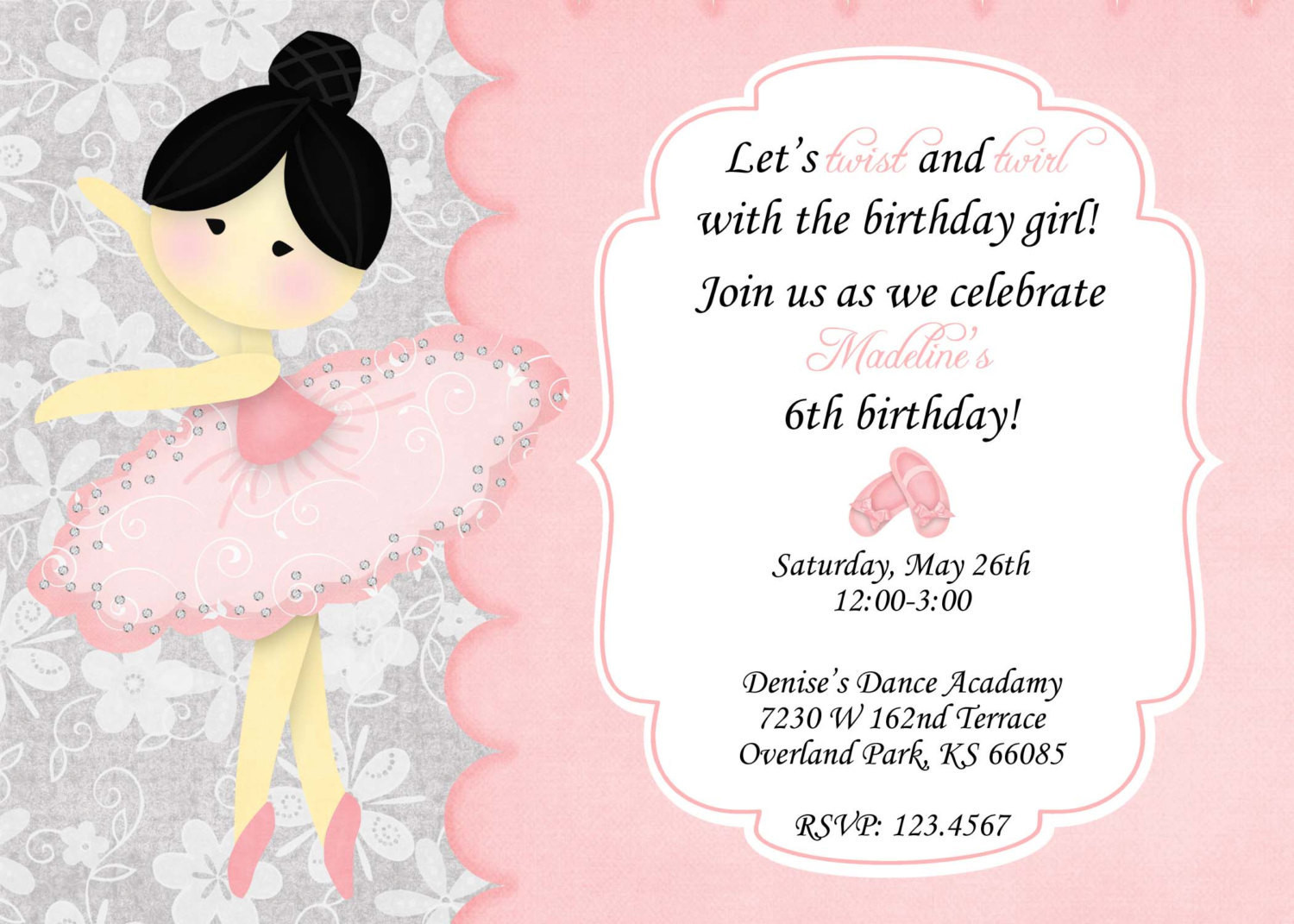 Ballerina Birthday Invitations
 Ballerina Birthday Invitation
