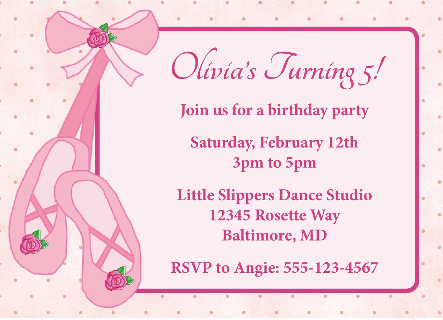 Ballerina Birthday Invitations
 Ballerina Birthday Party Invitation Pink Ballet by