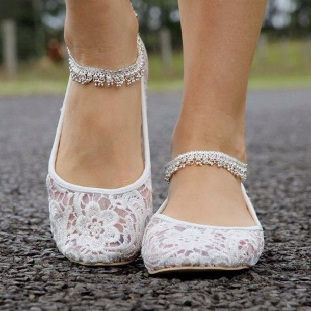 Ballet Flat Wedding Shoes
 Shoes wedding flats lace ballet flats white lace