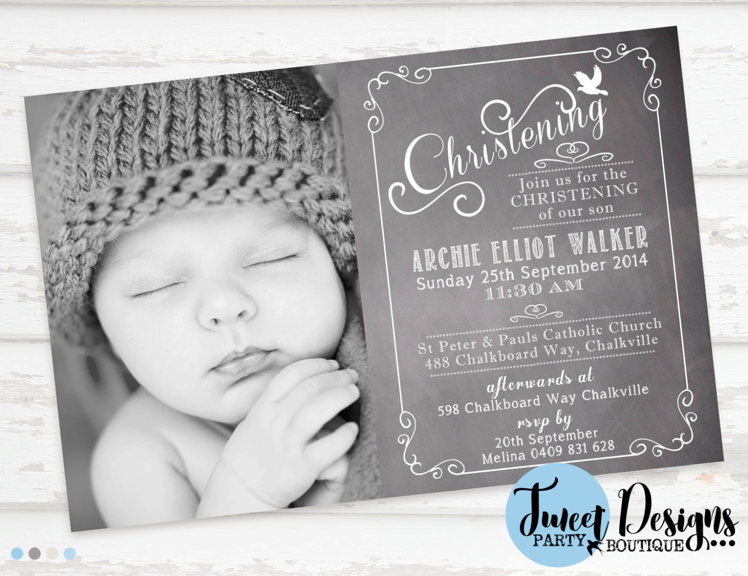 Baptism And Birthday Invitations
 CHRISTENING INVITATION BAPTISM Invitation Chalkboard