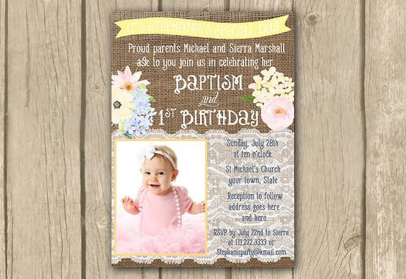 Baptism And Birthday Invitations
 pastel baptism 1st birthday invitation DIY by