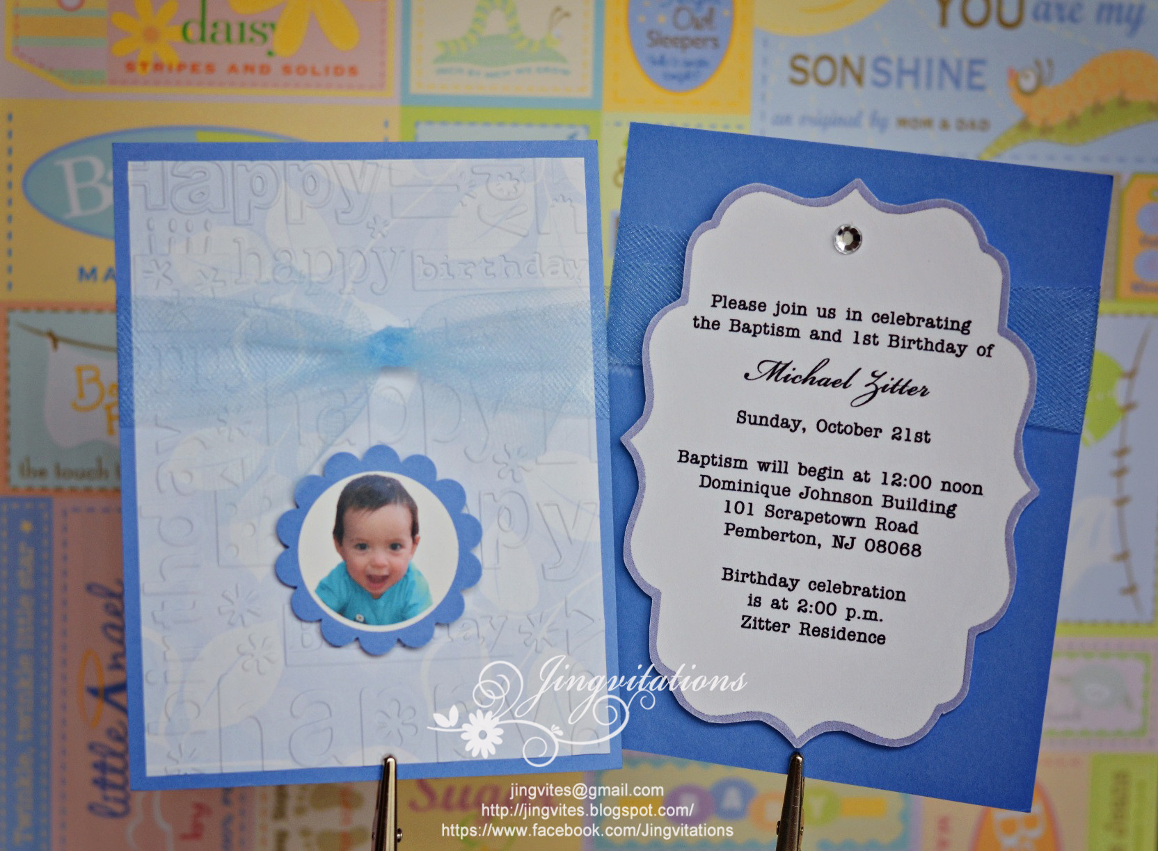 Baptism And Birthday Invitations
 Baptism and First Birthday Invitations