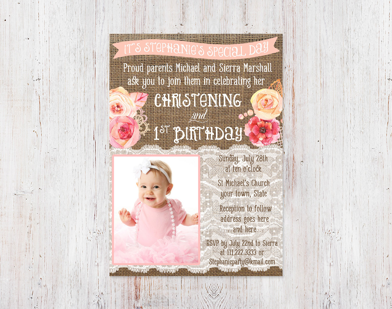 Baptism And Birthday Invitations
 Christening and 1st birthday invitations Bautizo 1er cumple