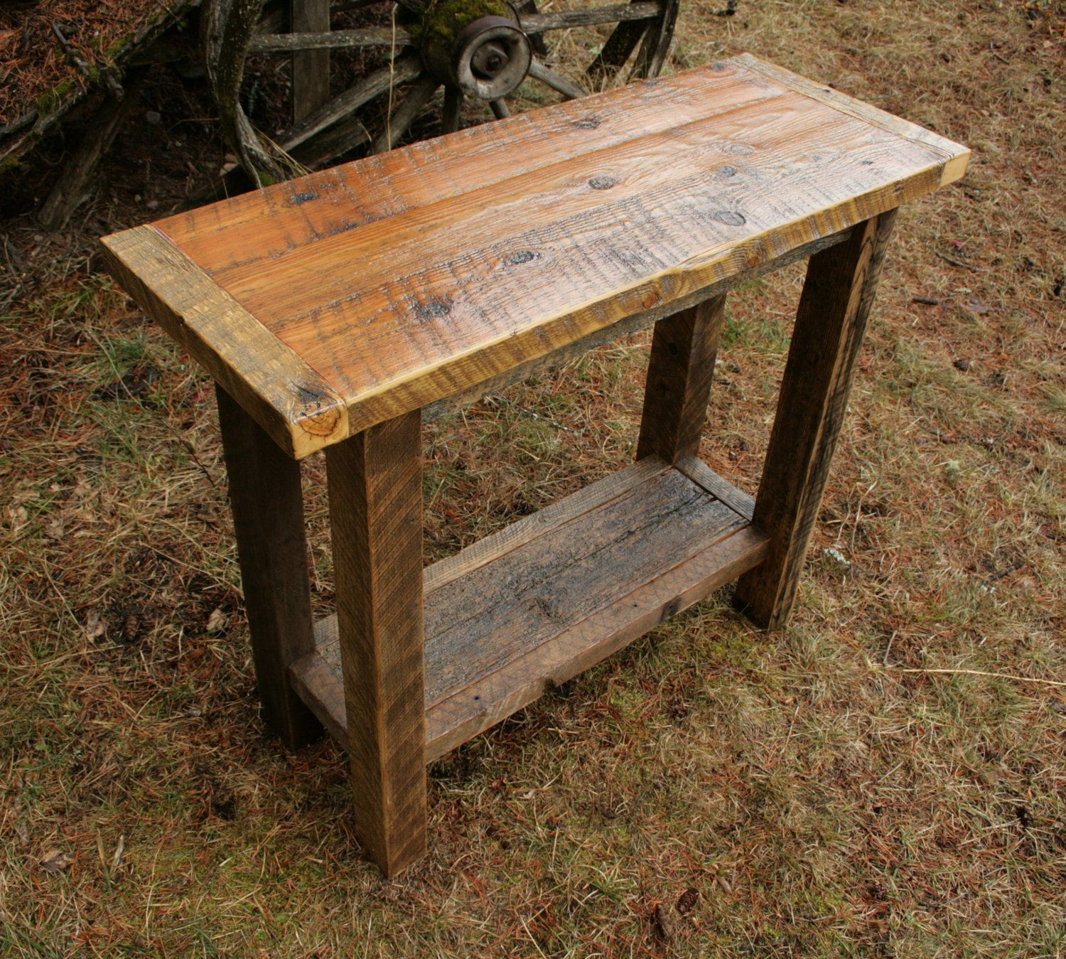 Barn Wood Furniture DIY
 Reclaimed Rustic Barnwood Console Sofa Table $350 00 via