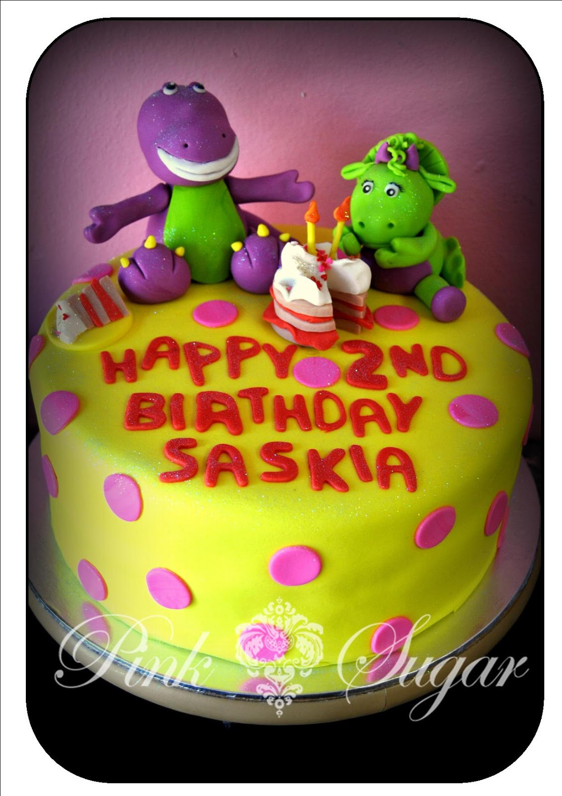 Barney Birthday Cake
 Pink Sugar Barney Birthday Cake for Saskia