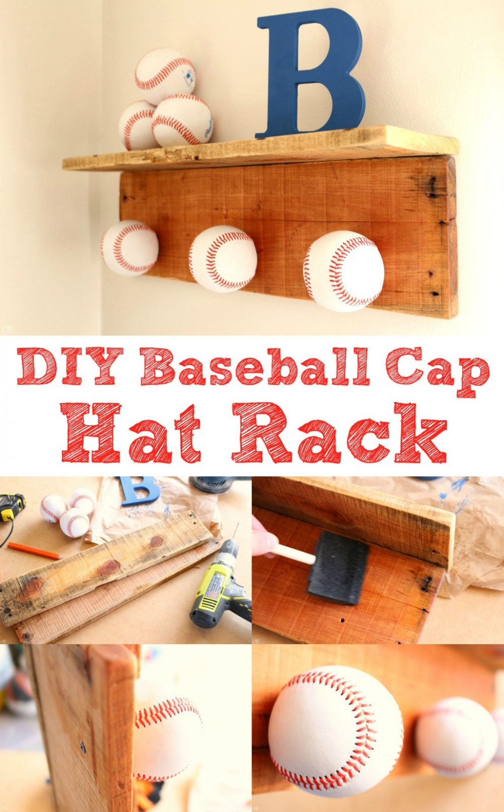 Baseball Cap Rack DIY
 DIY Baseball Cap Hat Rack Scrappy Geek