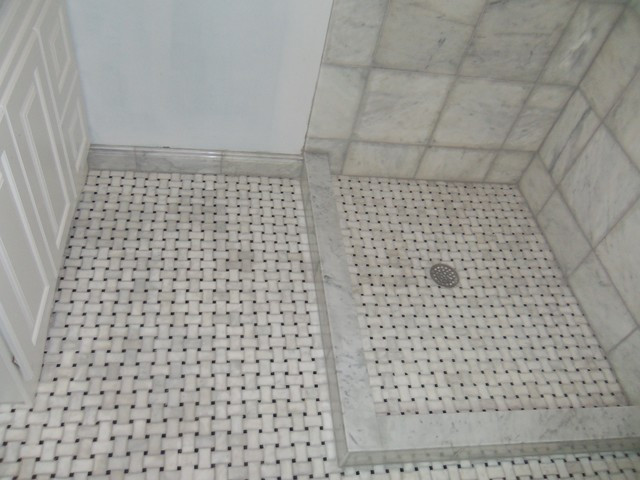 Basket Weave Bathroom Floor Tile
 Marble Shower and Basket Weave Floor