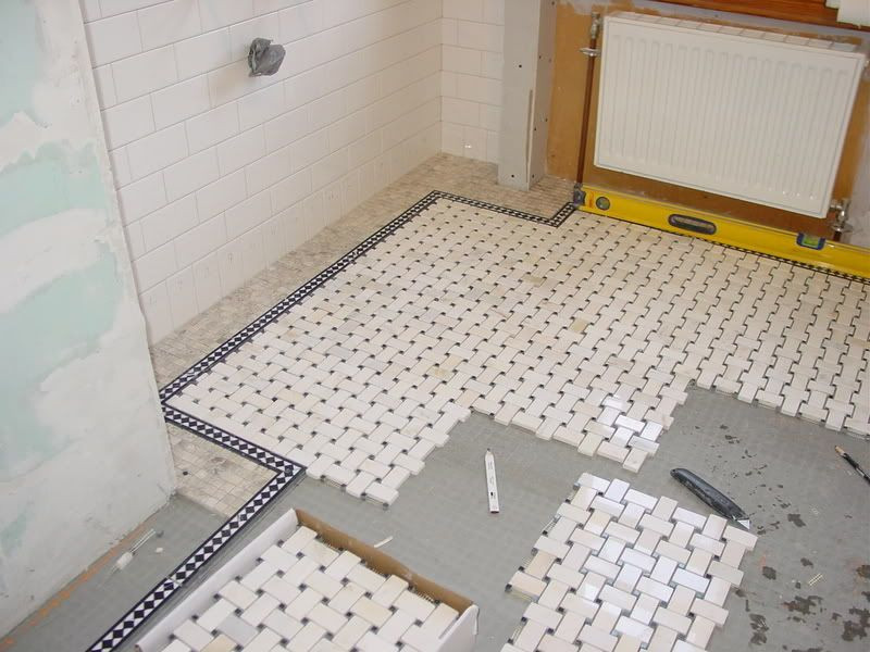 Basket Weave Bathroom Floor Tile
 basketweave with black dot floor Google Search