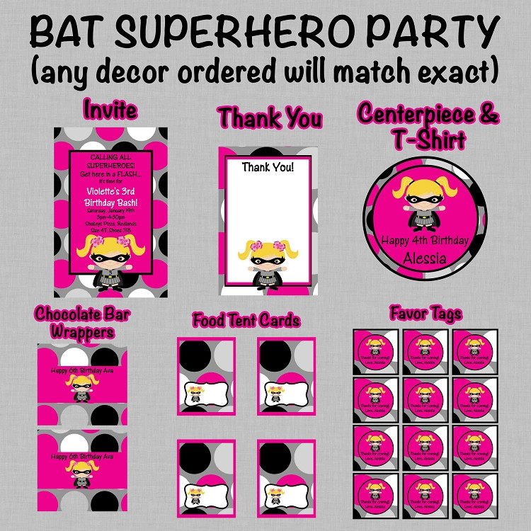 Batgirl Birthday Party
 Batgirl Superhero Birthday Invitations