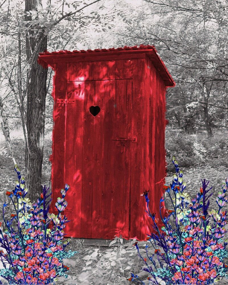Bathroom Artwork For The Walls
 Red Gray Wall Art Print Vintage Outhouse Home Bath