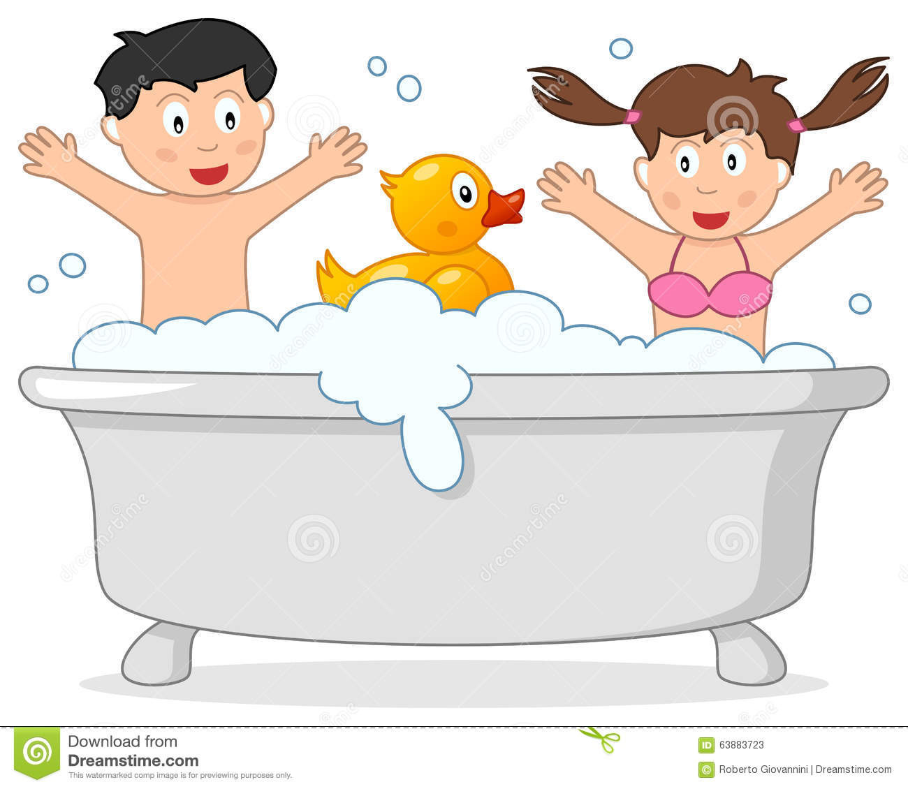 Bathroom Clipart For Kids
 Bath Time With Two Kids & Rubber Duck Stock Vector