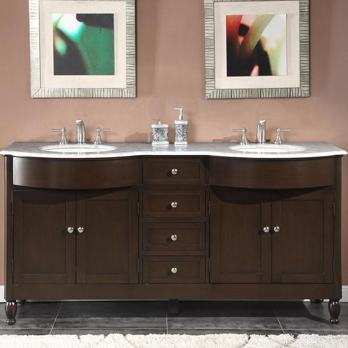 Bathroom Double Vanity Cabinets
 72" Modern Double Bathroom Vanity Espresso