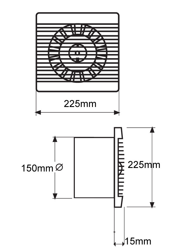 Bathroom Exhaust Fan Size
 BAS150SLT Bathroom Kitchen Toilet wall mounted extractor