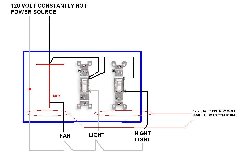 Bathroom Exhaust Fan Wiring Diagram
 I m trying to install a new bathroom fan light and night