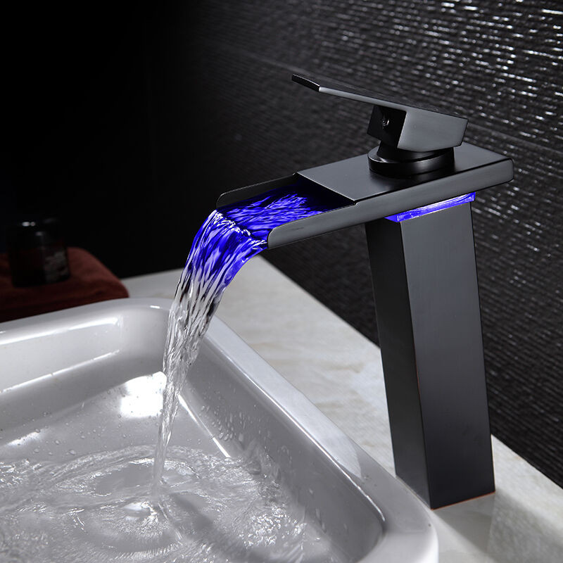 Bathroom Faucet With Led Light
 11" LED Bathroom Sink Faucet Waterfall Water Flow Chrome