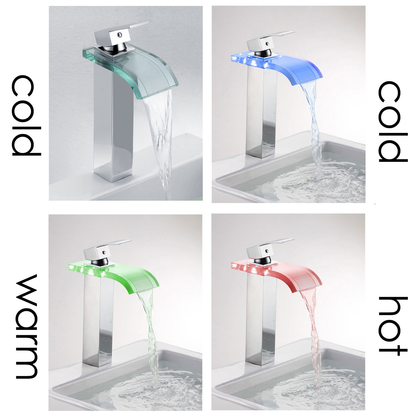 Bathroom Faucet With Led Light
 ELITE 8866C New Style LED Light Water Faucet Tap 3 Color