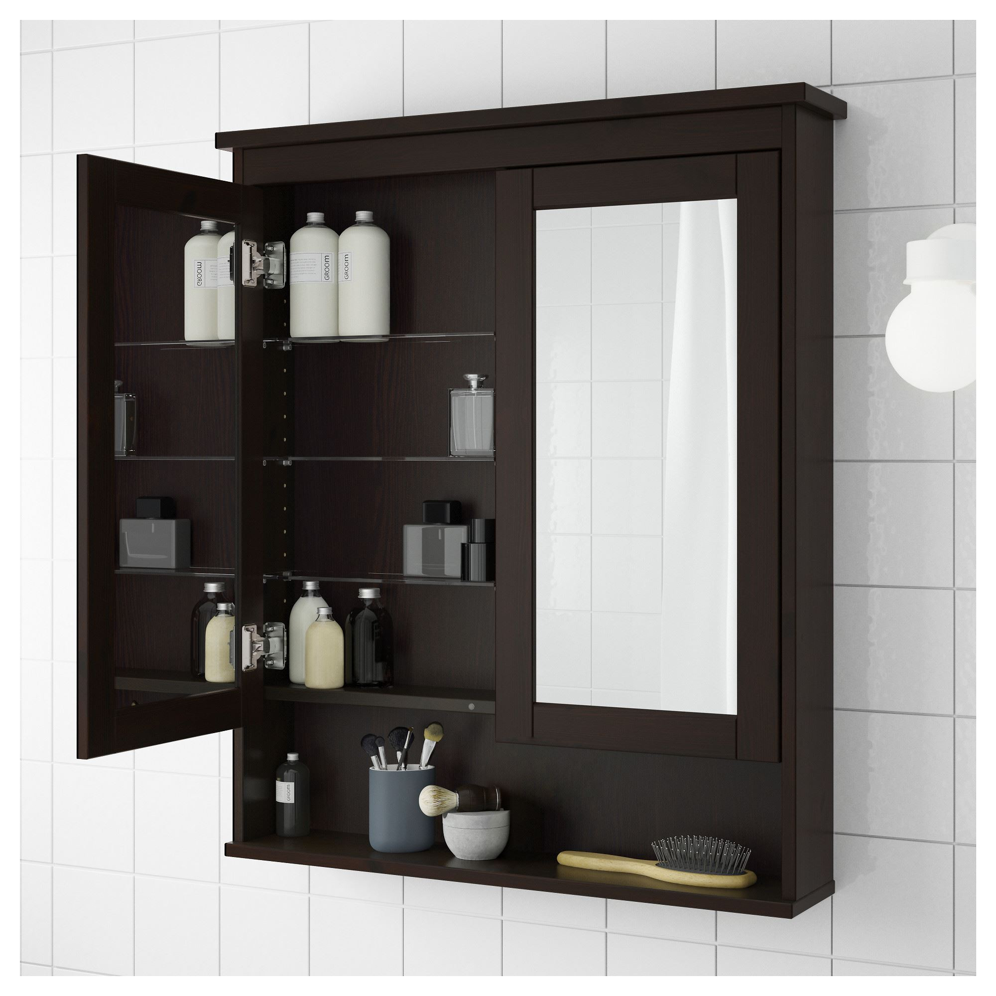 Bathroom Mirrors Ikea
 HEMNES mirror cabinet black brown stain 83x16x98 cm