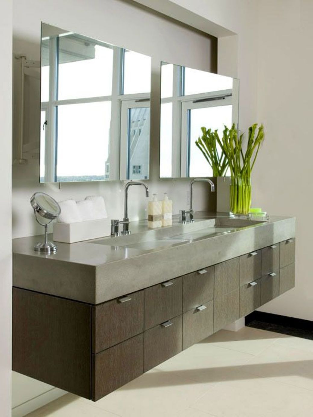 Bathroom Mirrors Over Vanity
 Simple Mirror above Floating Bathroom Vanity and Fresh