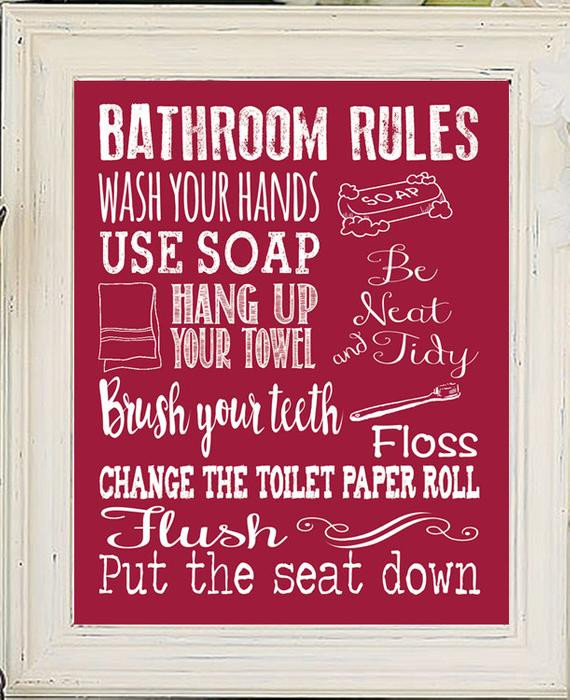 Bathroom Rules For Kids
 Bathroom Rules Decor Kids Bathroom Rules Fun by JandSGraphics