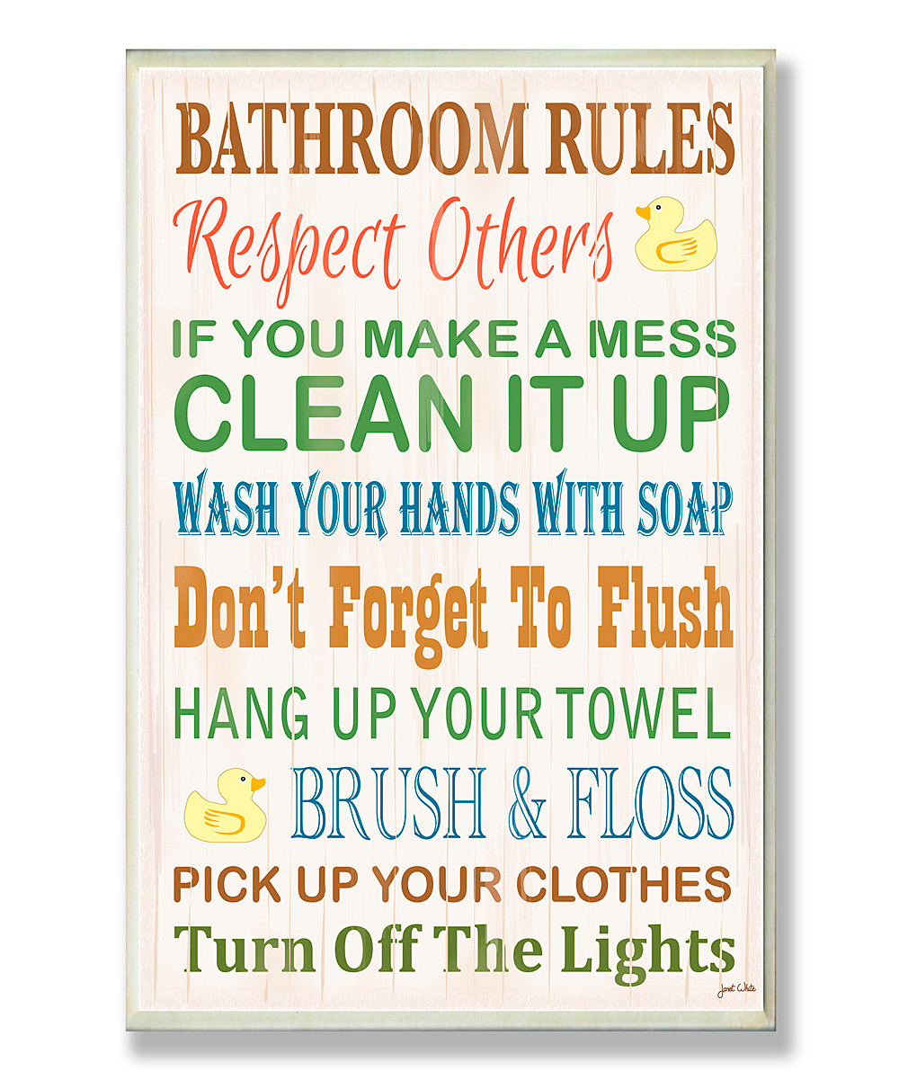 Bathroom Rules For Kids
 Bathroom Rules Rubber Ducky Wall Plaque