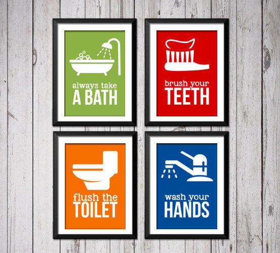 Bathroom Rules For Kids
 Kids Bathroom Art Prints Bathroom rules from
