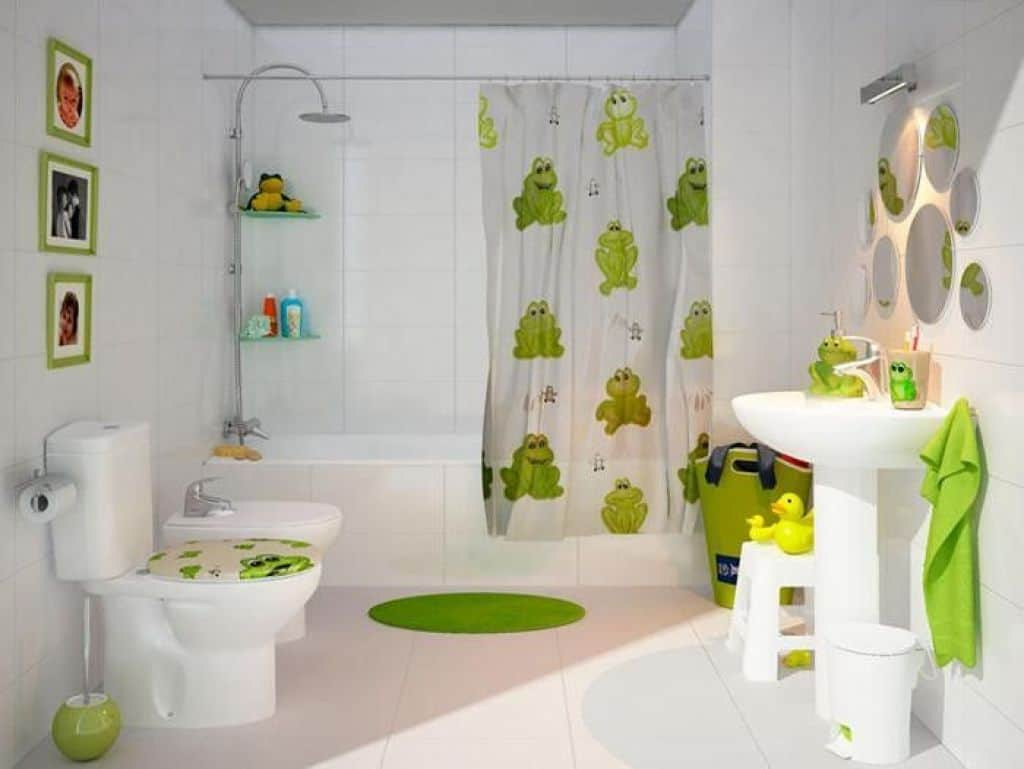 Bathroom Sets For Kids
 Kids Bathroom With White Fixtures And Green Accessories