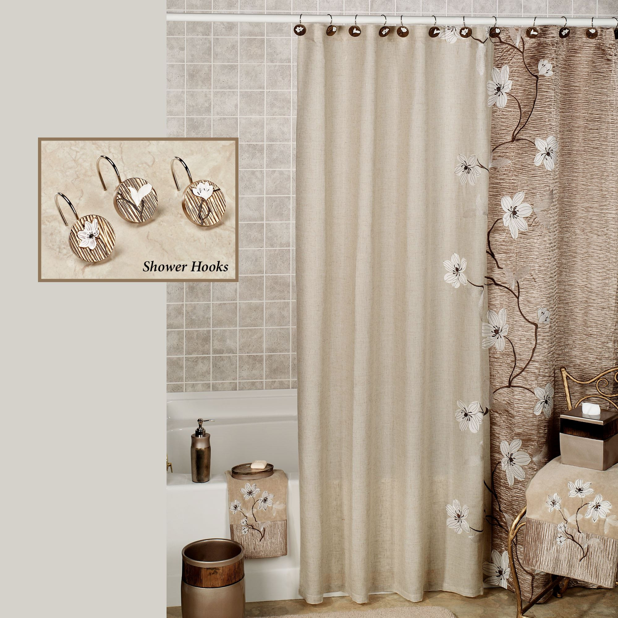 Bathroom Shower Curtains
 Magnolia Floral Shower Curtain by Croscill