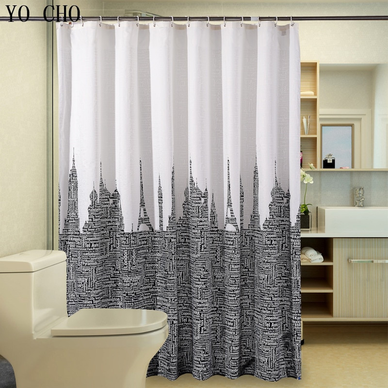 Bathroom Shower Curtains
 Waterproof Bathroom Curtains White Black Polyester Shower