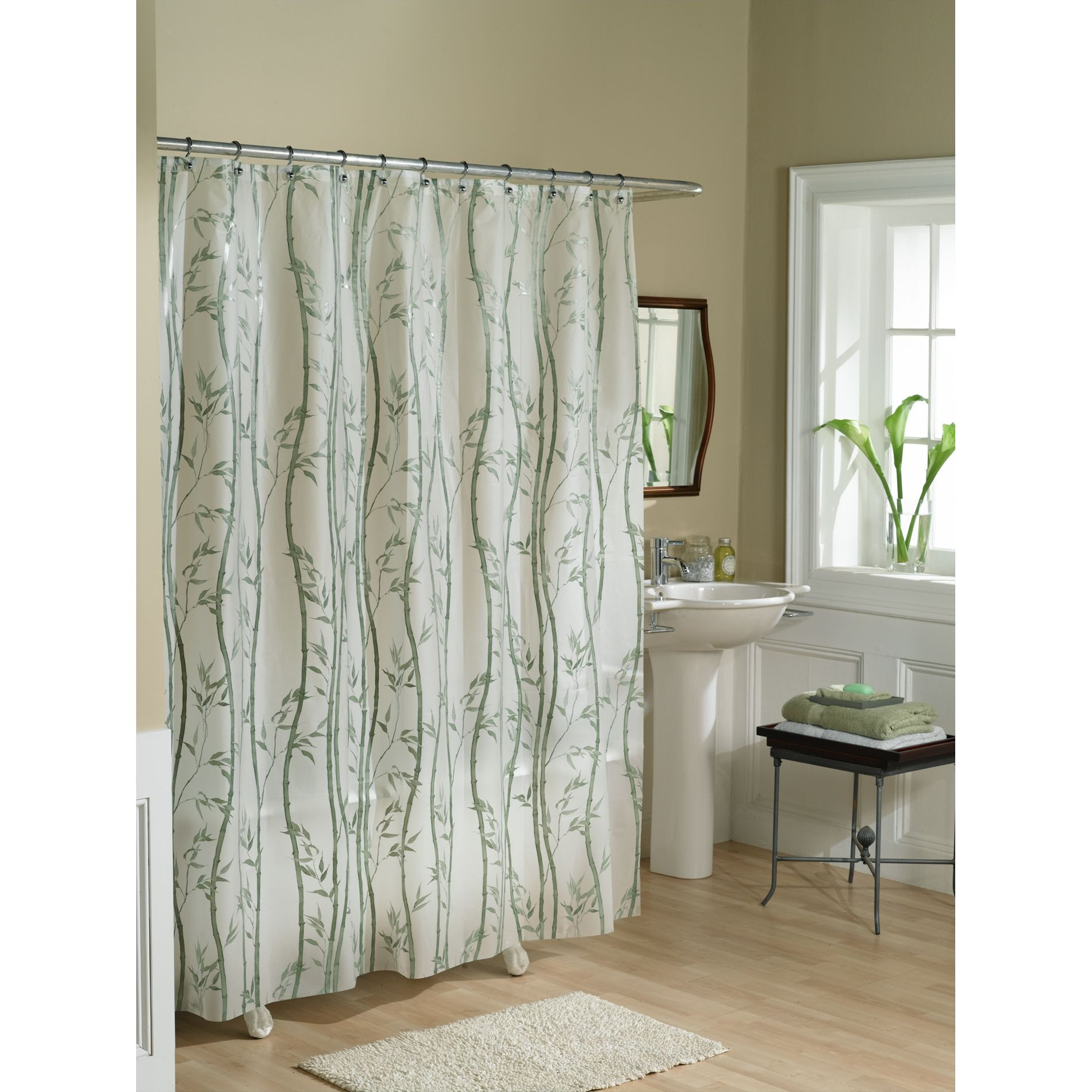 Bathroom Shower Curtains
 Essential Home Shower Curtain Bamboo Vinyl PEVA Home