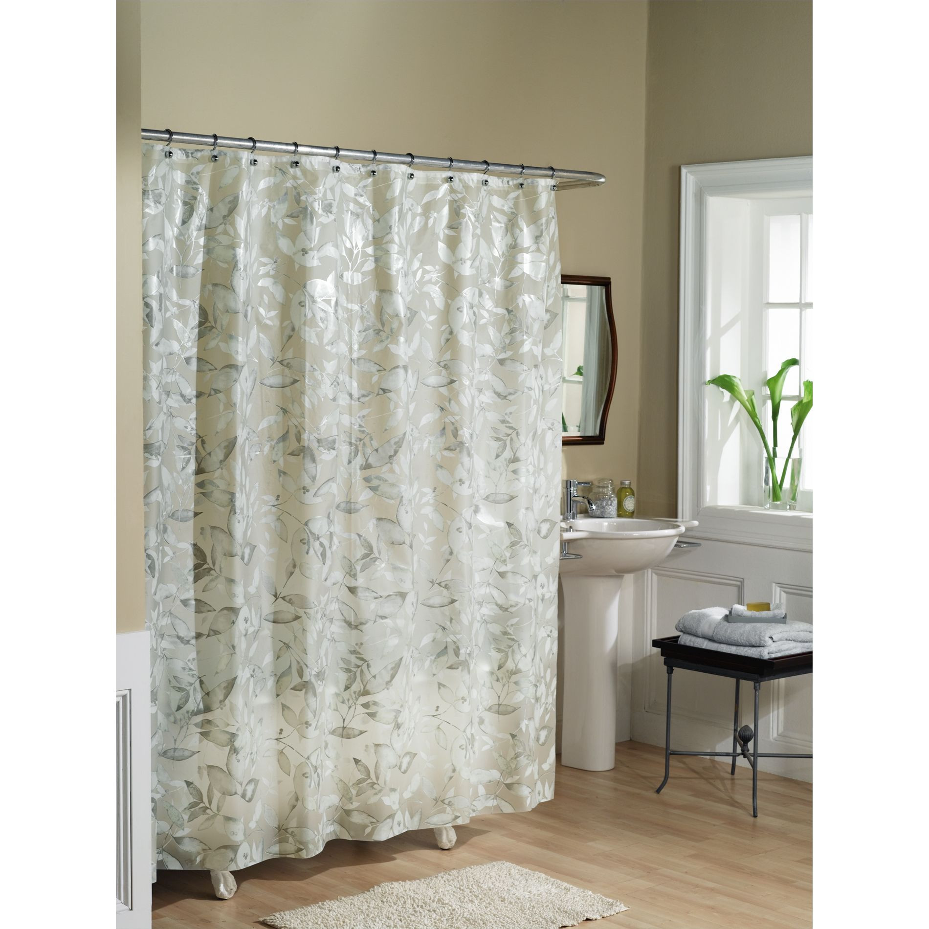 Bathroom Shower Curtains
 Essential Home Shower Curtain Tea Leaves Vinyl PEVA Home
