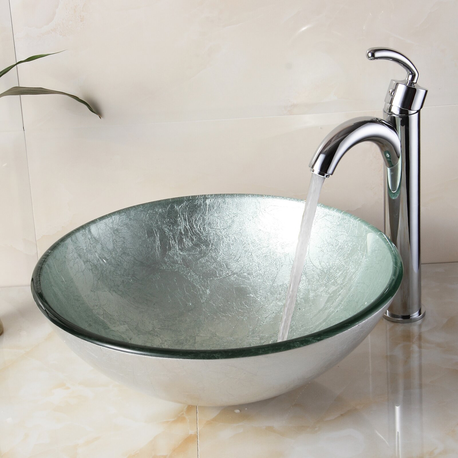 Bathroom Sink Bowls
 Elite Hand Painted Foil Round Bowl Vessel Bathroom Sink