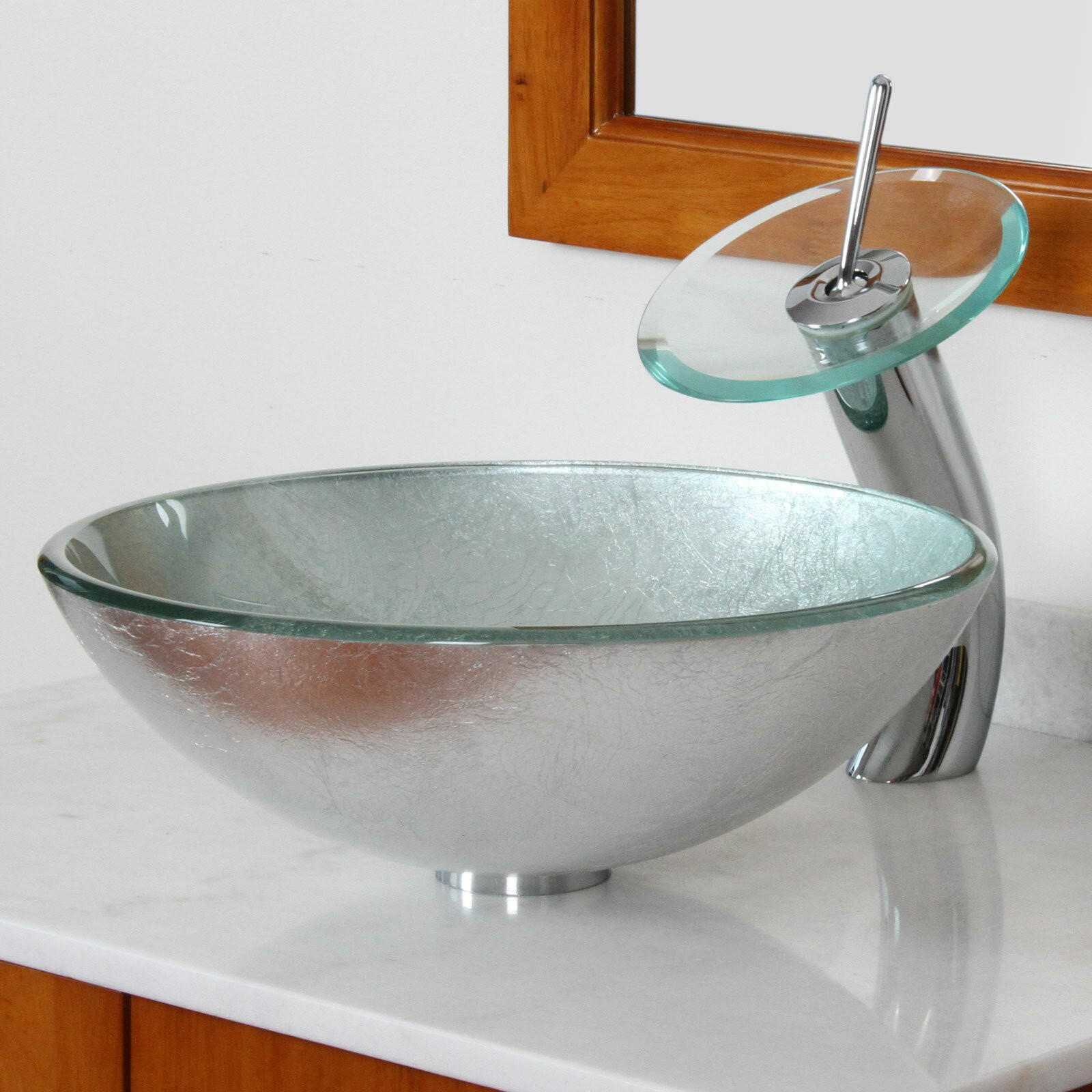 Bathroom Sink Bowls
 Elite Hand Painted Foil Round Bowl Vessel Bathroom Sink
